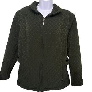 Gallery Coat Women SzXL full zip Quilted lined,zipped cuffs,pockets,side buckles